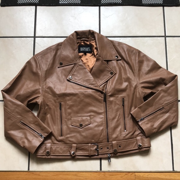 Badgley Mischka Rochelle Leather Moto Jacket - Picture 2 of 5